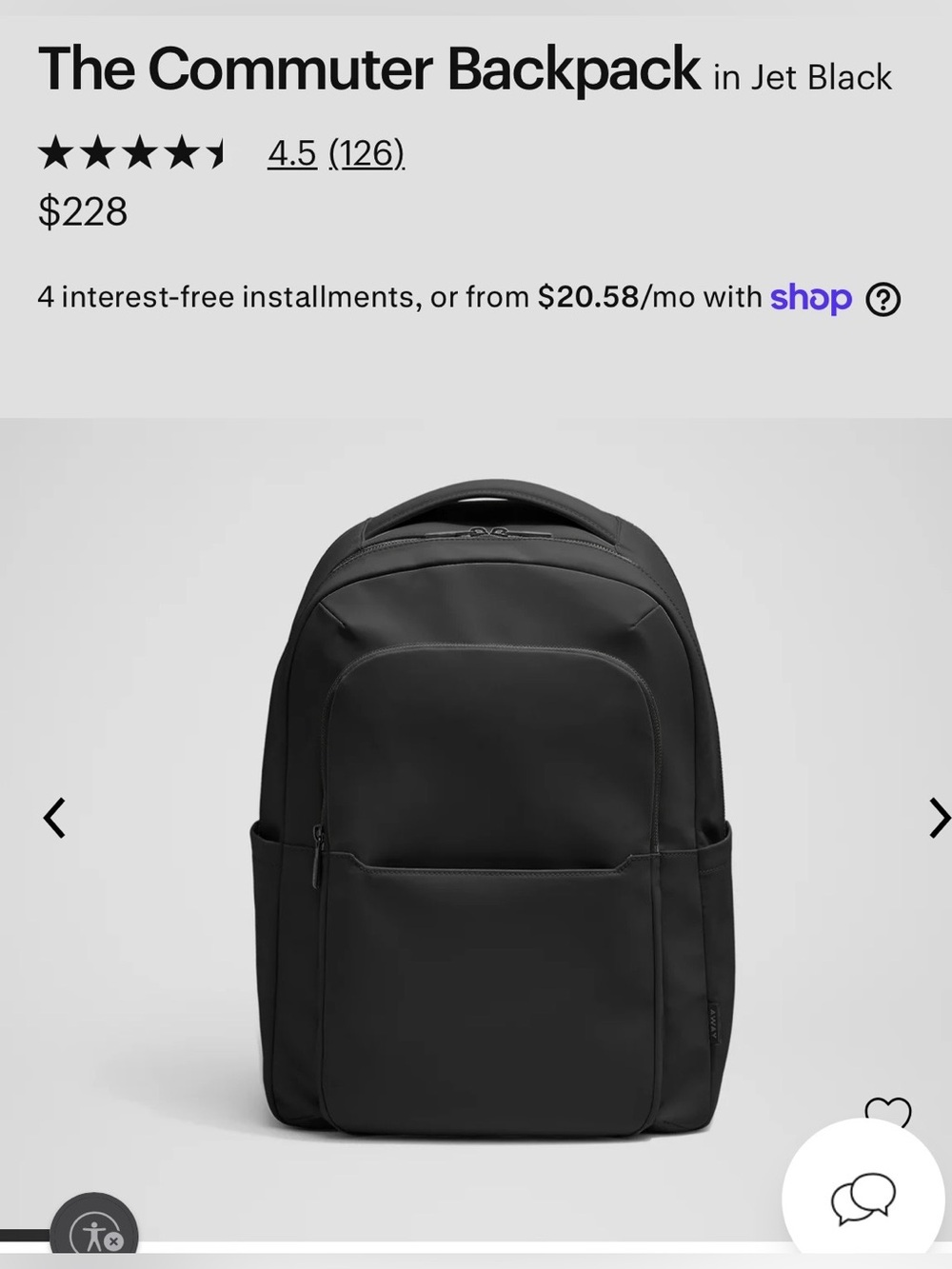 Away The Commuter Backpack, Jet Black (New)
